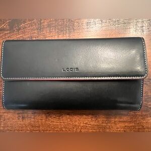 Lodis Black Leather Clutch Wallet